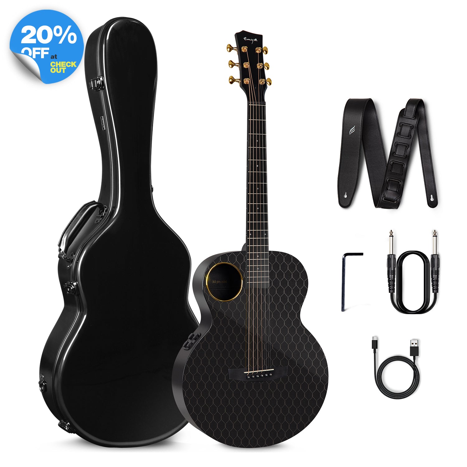 X4 pro mini アコースティックギター ブラック Enya X4 Pro Mini Carbon Fiber AcousticPlus® Guitar