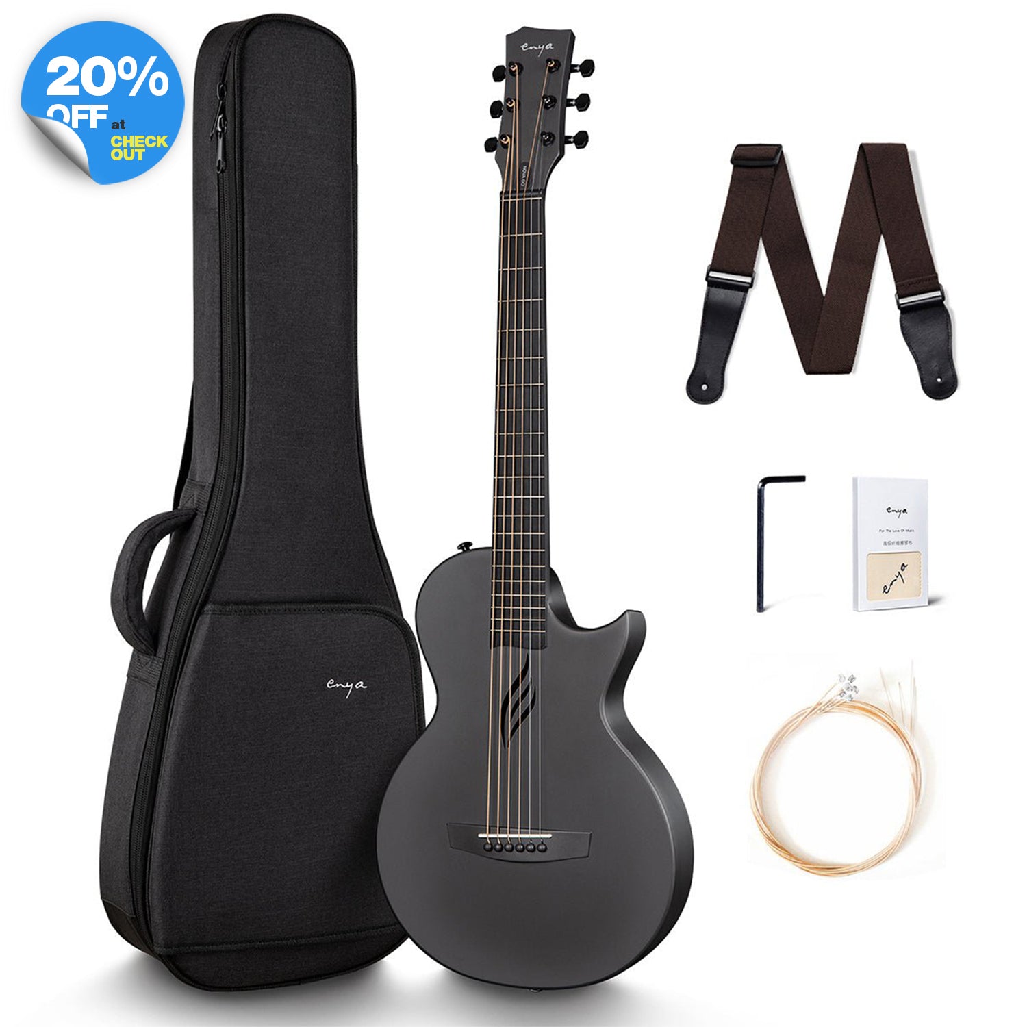 Enya Nova Go 黒 Nova Go: Durable, Light, Cute, Carbon Fiber Travel Guitar