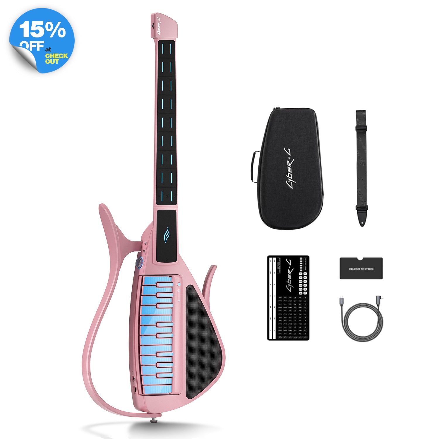 Enya NEXG スマートギター ピンク Enya Cyber-G: New Era Backing Stringless Smart Guitar