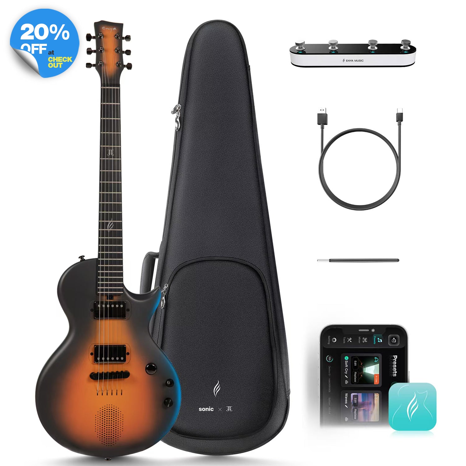 スマートギター enya music NOVA GO SONIC Amazon.com: Enya Electric Guitar Nova Go Sonic Smart