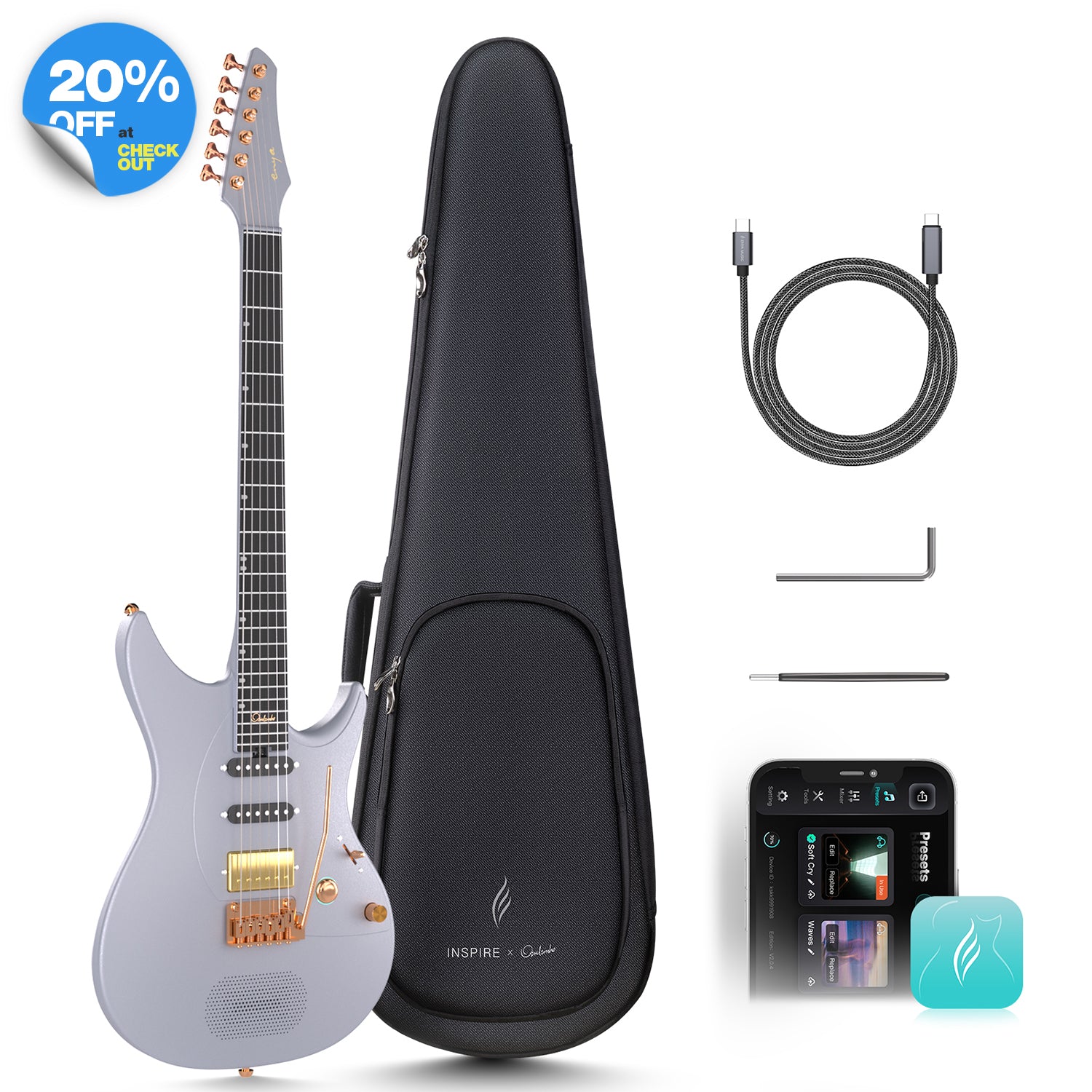enya INSPIRE ギター Enya Inspire: Carbon Fiber Super Strat Smart Guitar