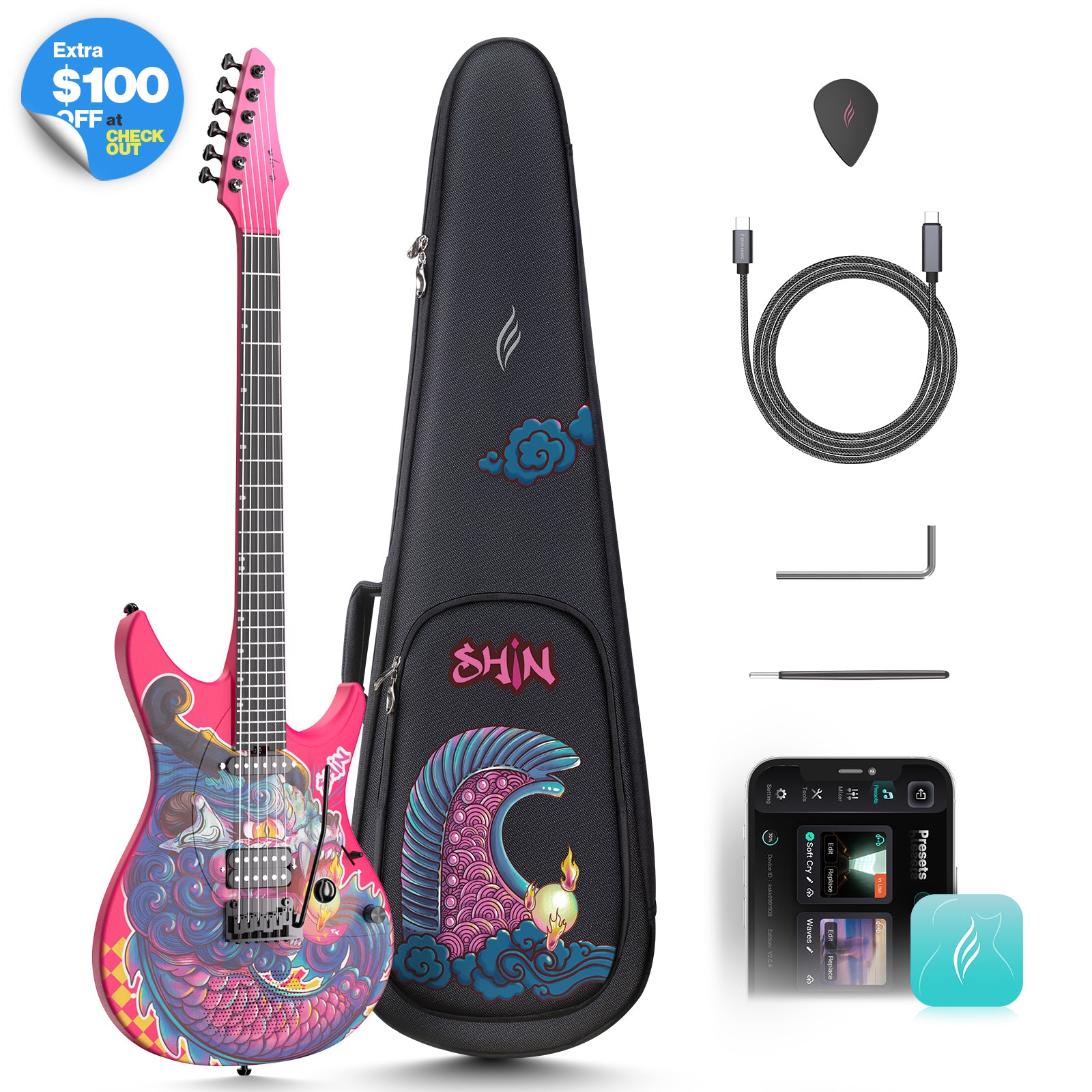 enya INSPIRE ギター Enya Inspire: Carbon Fiber Super Strat Smart Guitar