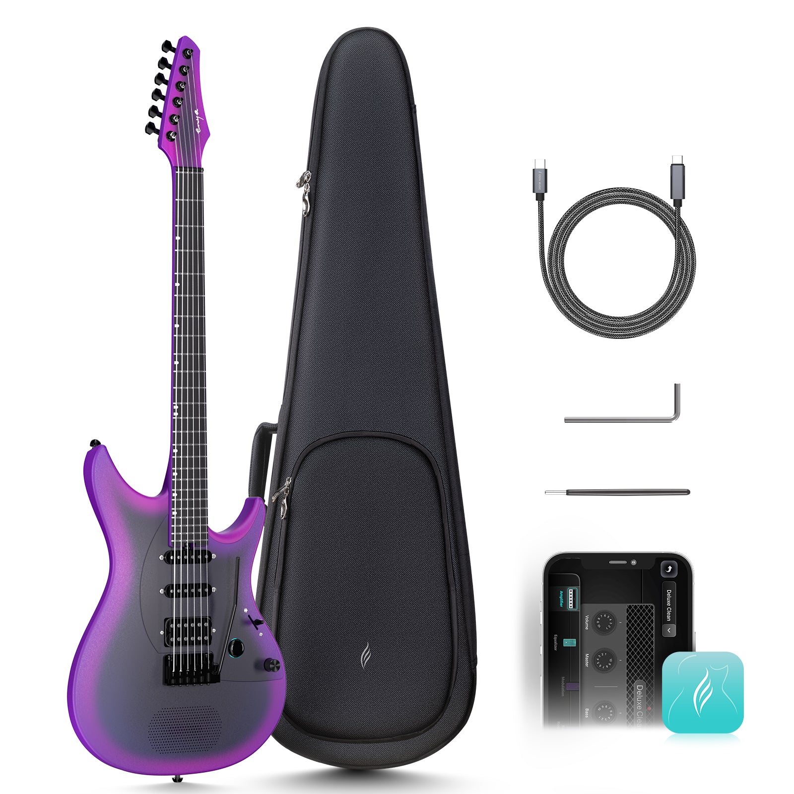 ENYA エンヤ Inspire  Purple アンプ内蔵エレキ Enya Inspire: Carbon Fiber Super Strat Smart Guitar